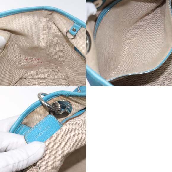 DIOR Canage Hand Bag Coated Canvas Blue Silver - Picture 12 of 12